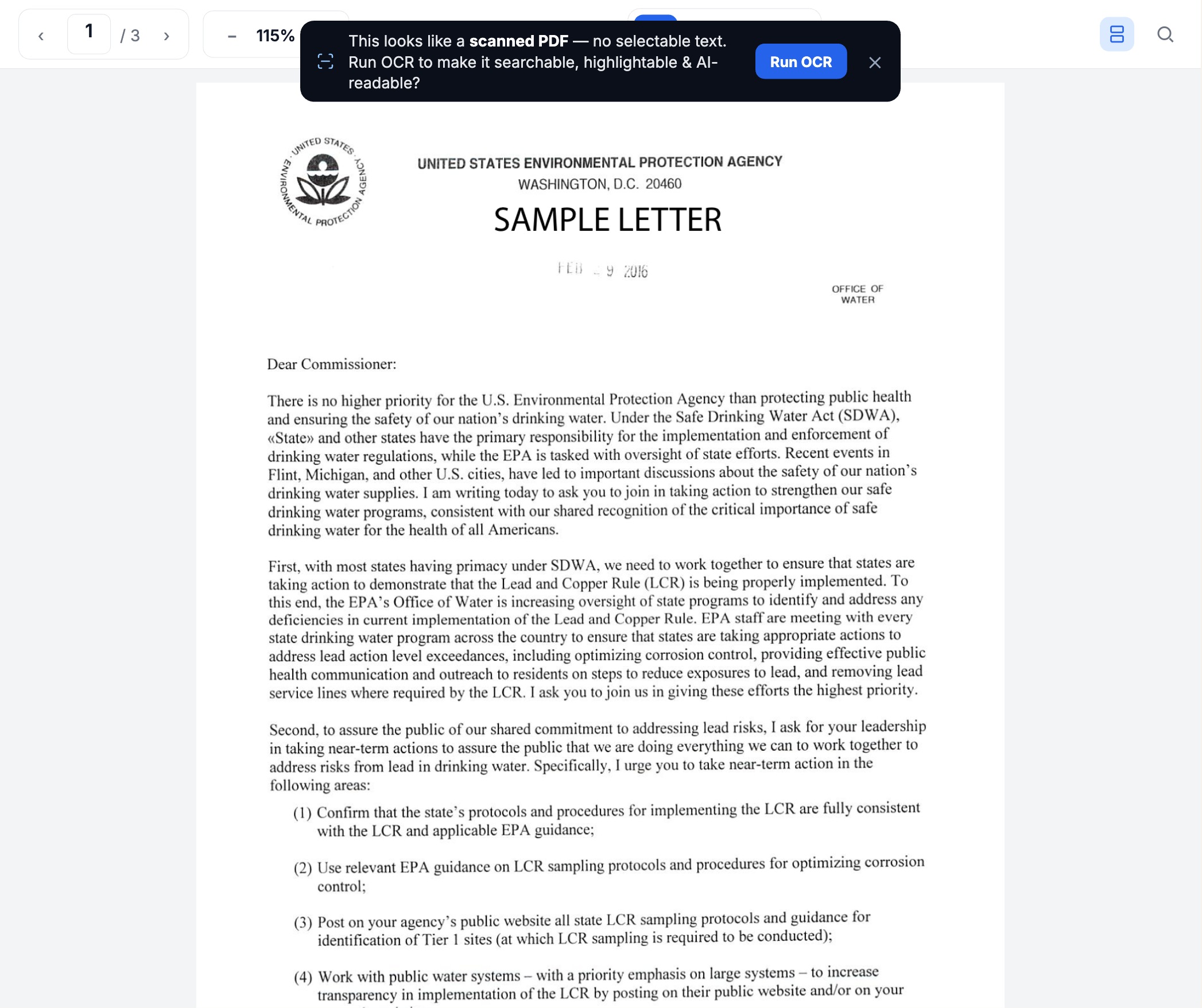 PairedX detecting a scanned PDF and offering one-tap on-device OCR